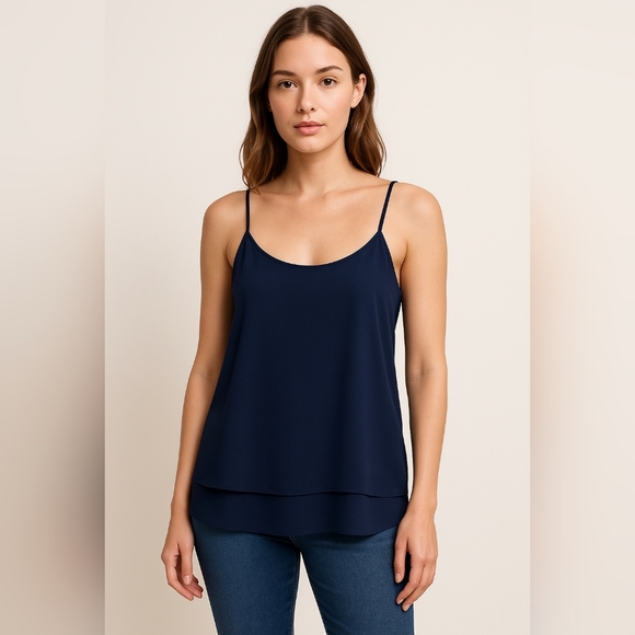 Victoria's Secret Navy Blue Longer Length Dressy Spaghetti Strap Blouse S/P 2014 - Picture 1 of 5